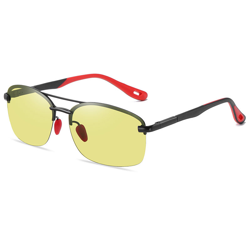 Polarized Men's Semi-Rimless Photochromic Sunglasses