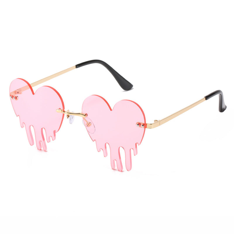 Rimless Heart Drip Novelty Melting Drip Favor Shape Sunglasses