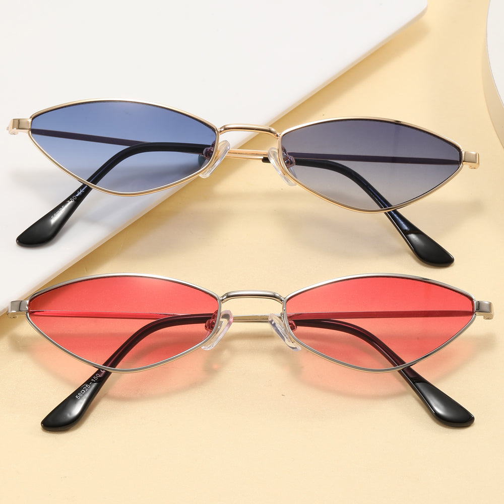 Cat Eye Women Small Triangle Metal Frame Sunglasses