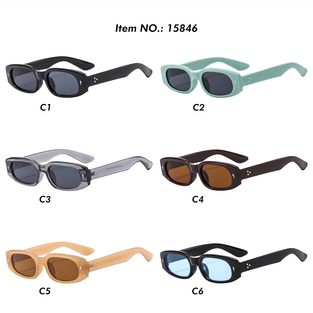 Retro Women Rectangle Tinted Shades Sunglasses