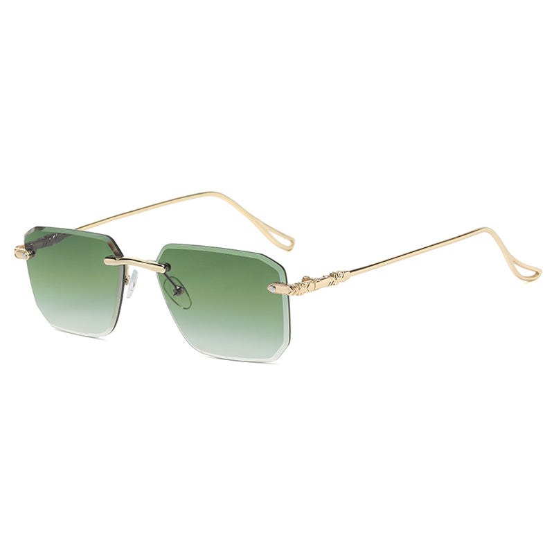 Diamond Cut Tinted Rimless Square Sunglasses