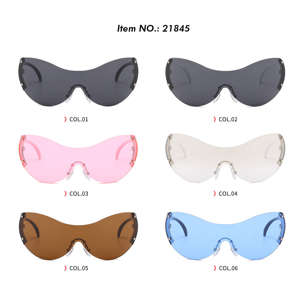 Oversized One-Piece Lens Rimless Y2K Sunglasses