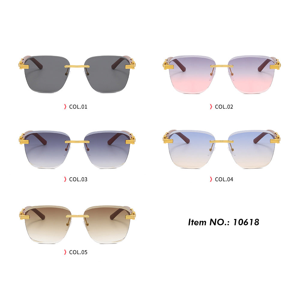 Rimless Rectangle Luxury Female SunGlasses