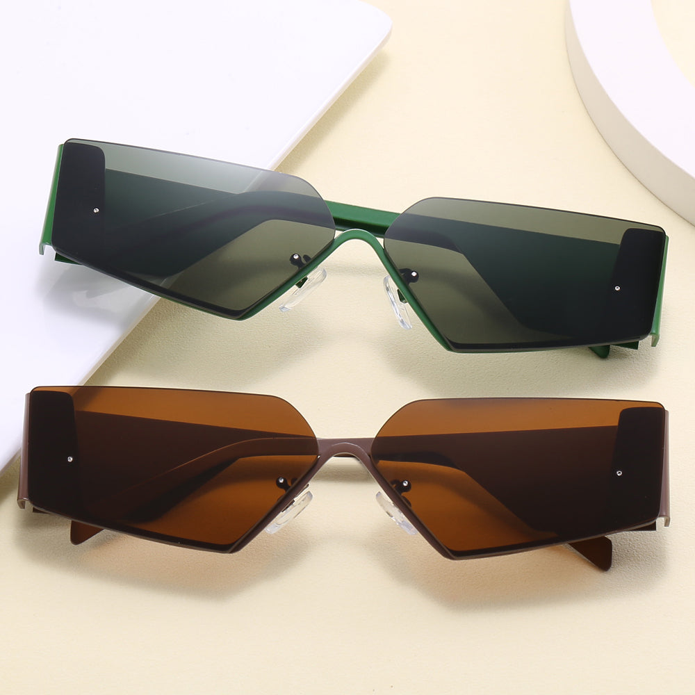 Rimless Irregular Narrow Shades Sunglasses