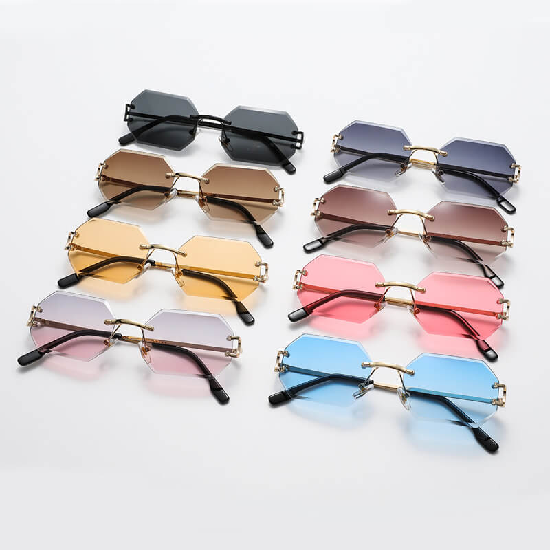 Octagonal Rimless Sunglasses