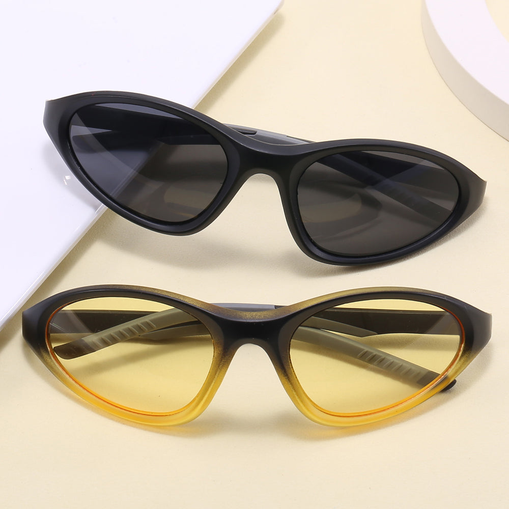 Y2K Cat Eye Women Wraparound Small Triangle Spring Hinges Sunglasses