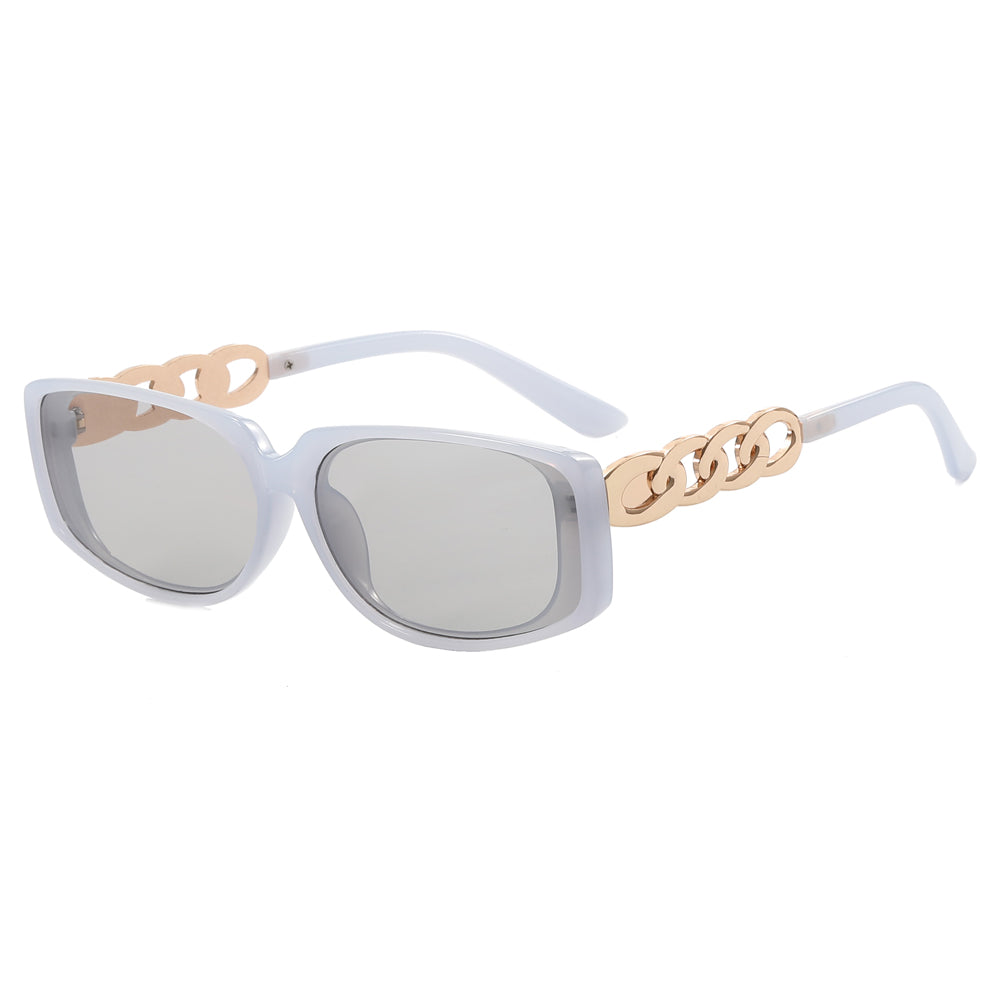 Rectangle women Metal Chain Shades Sunglasses