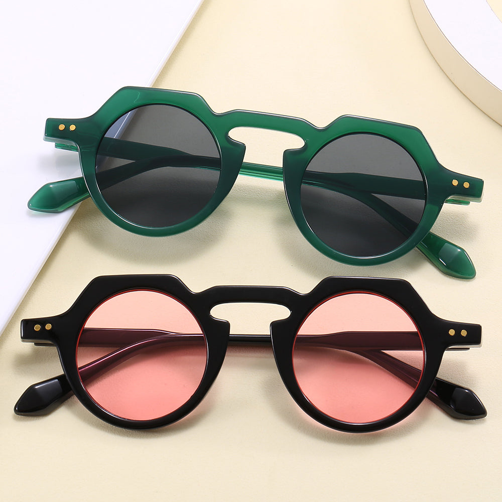 Women Small Round Steampunk Shades Sunglasses