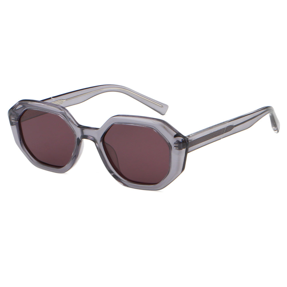 Women Small Polygon Tinted Reinforced Wire-Core Temples Sunglasses