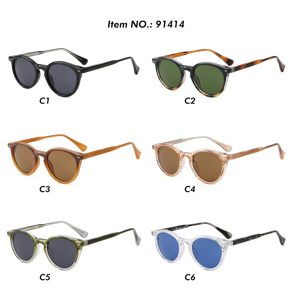 Retro Round Reinforced Wire-Core Temples Sunglasses