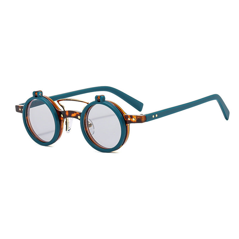 Retro Small Round Flip Up Sunglasses