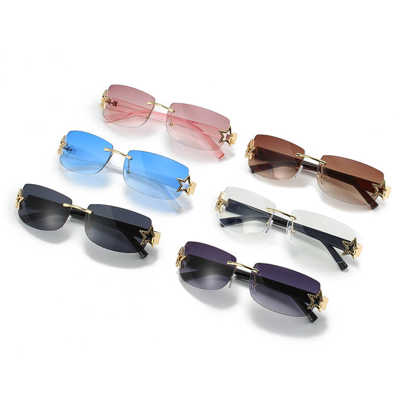 Y2K Rectangle Rimless Sunglasses
