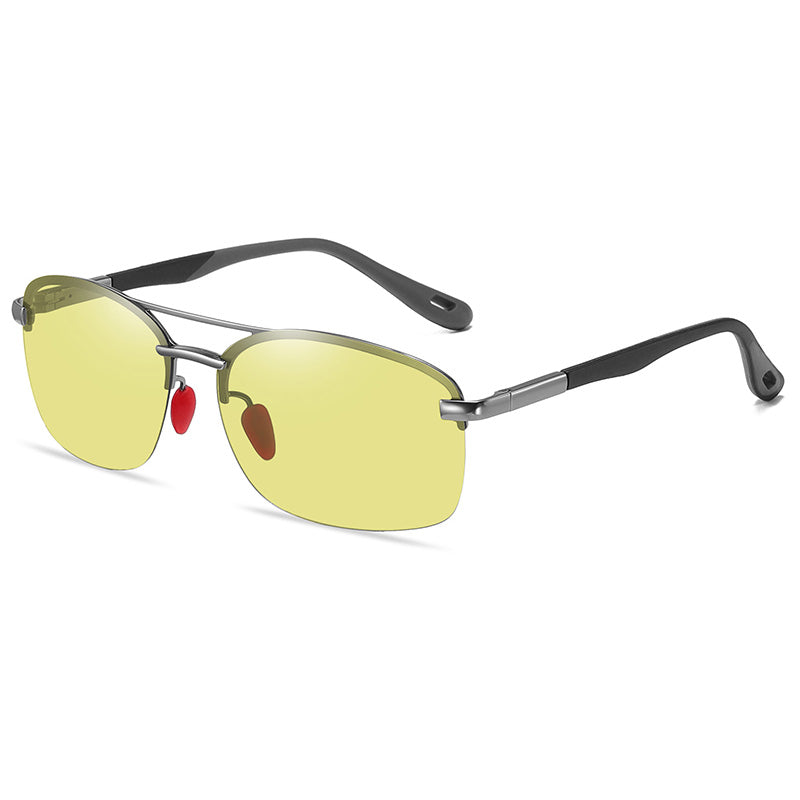 Polarized Men's Semi-Rimless Photochromic Sunglasses