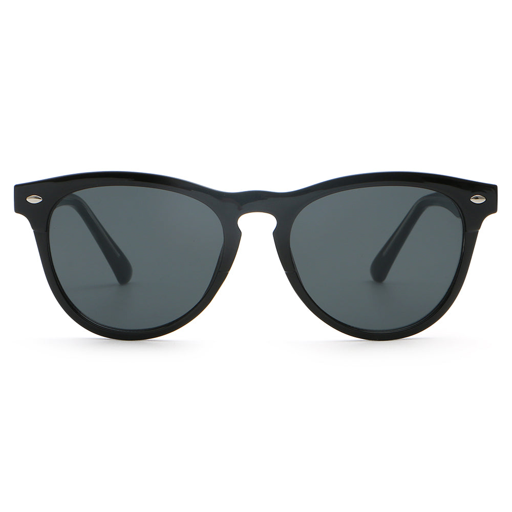 Classic Round Cat Eye Reinforced Wire-Core Temples Sunglasses