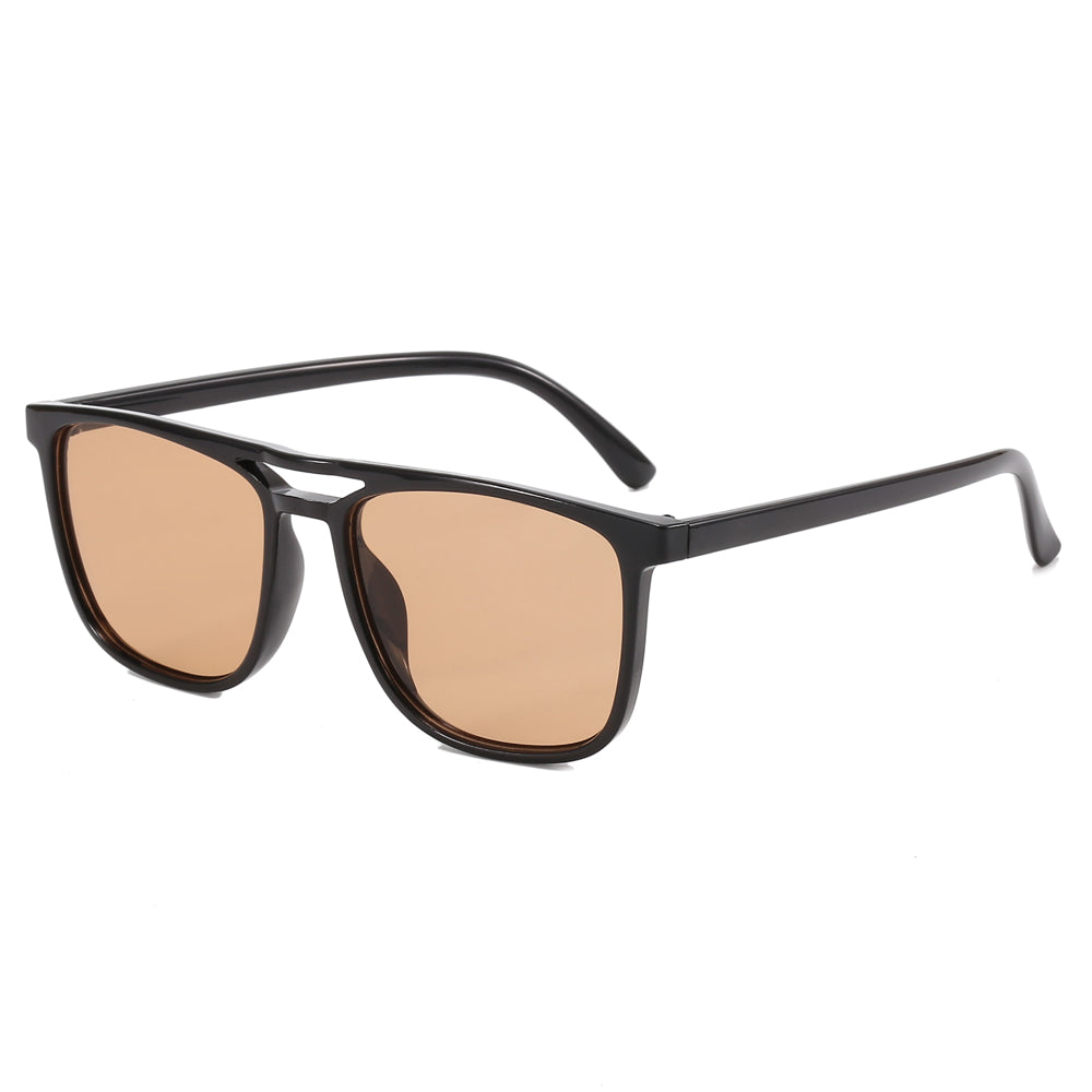 Double Bridge Flat Top Square Sunglasses