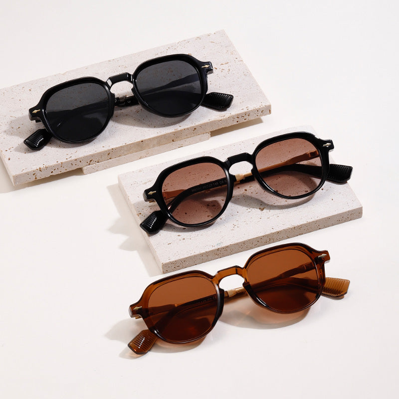 Retro Round Rivets Design Outdoor Sunglasses