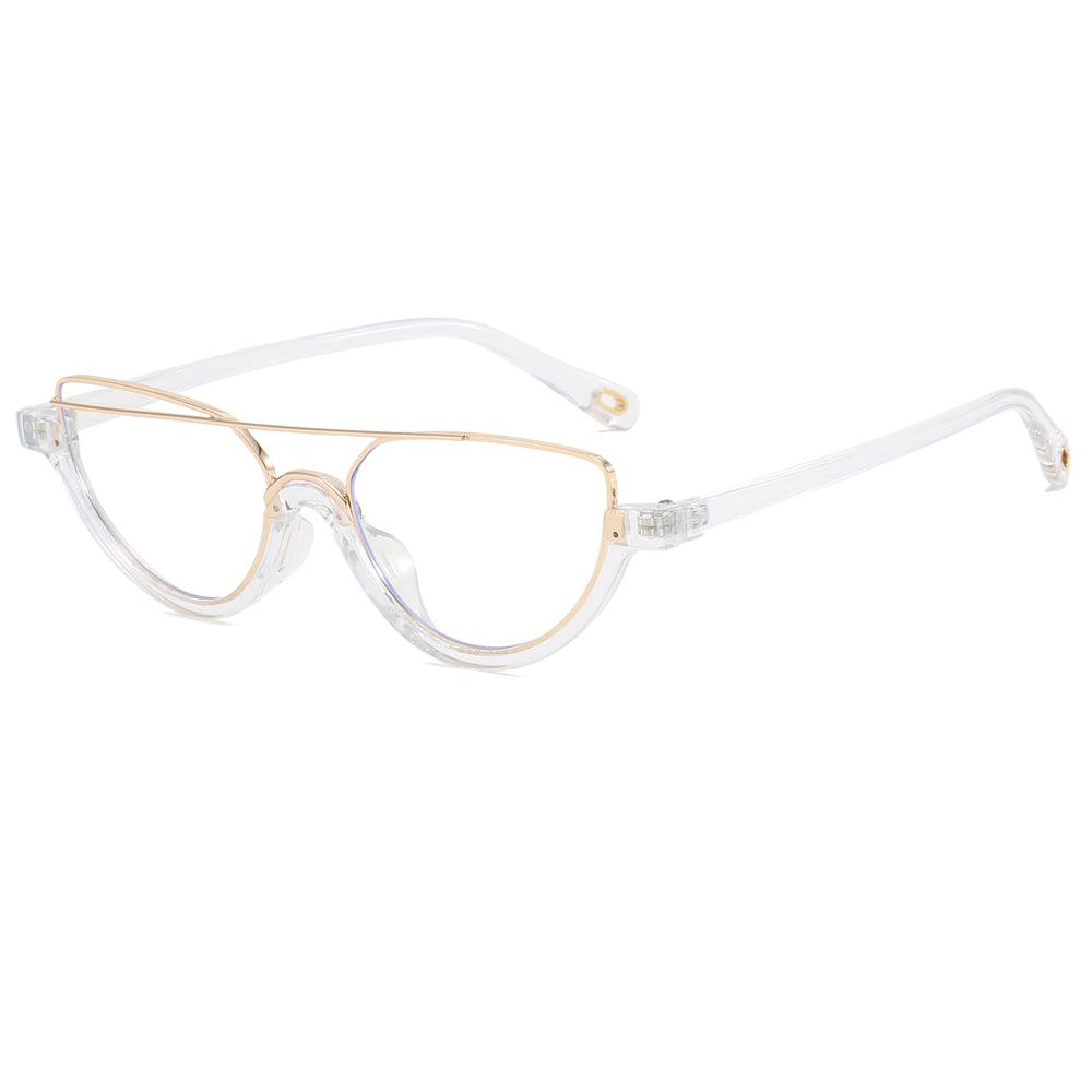 Women Half Frame Shades Small Cat Eye Sunglasses