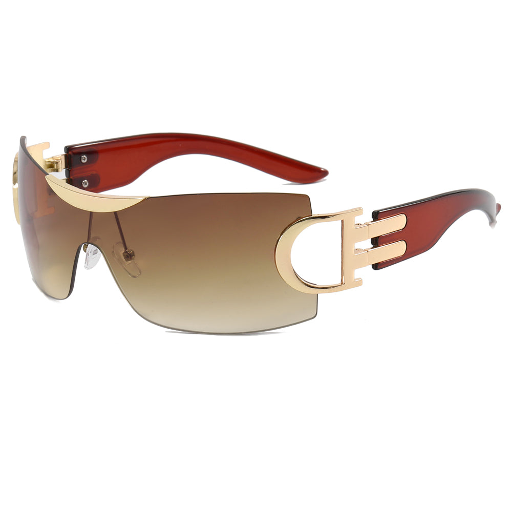 Oversized Rimless One Piece Lens Y2K Sunglasses