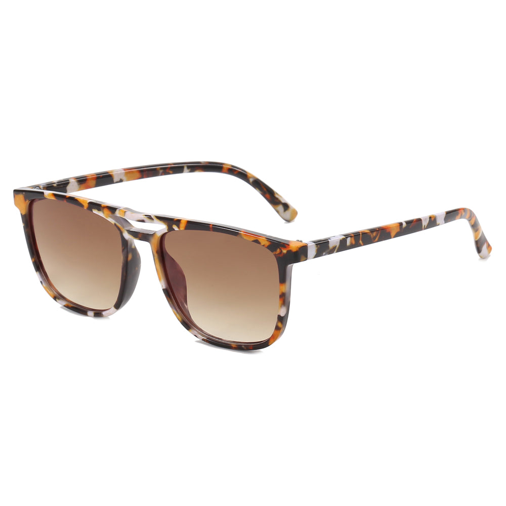 Double Bridge Flat Top Square Sunglasses