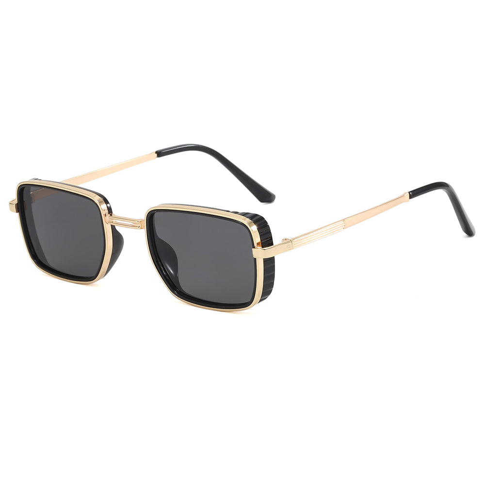 Rectangle Steampunk Metal Frame Sunglasses