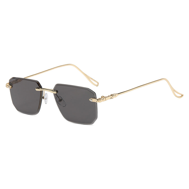 Diamond Cut Tinted Rimless Square Sunglasses