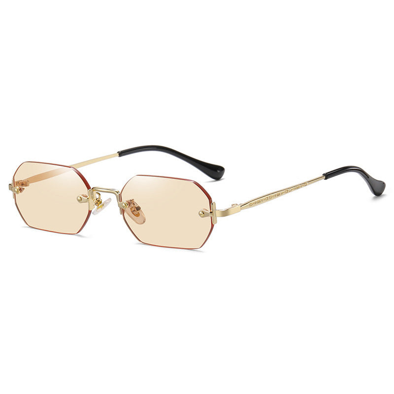 Vintage Rimless Polygon Women Shades Sunglasses