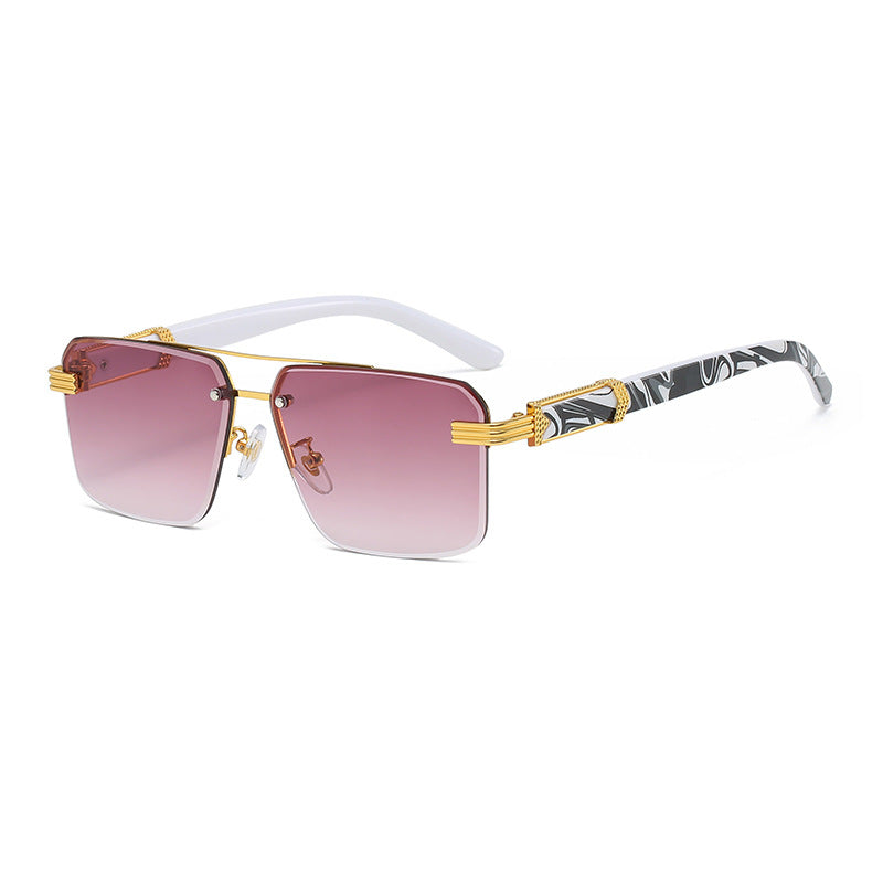 Women Vintage Square Rimless Sunglasses