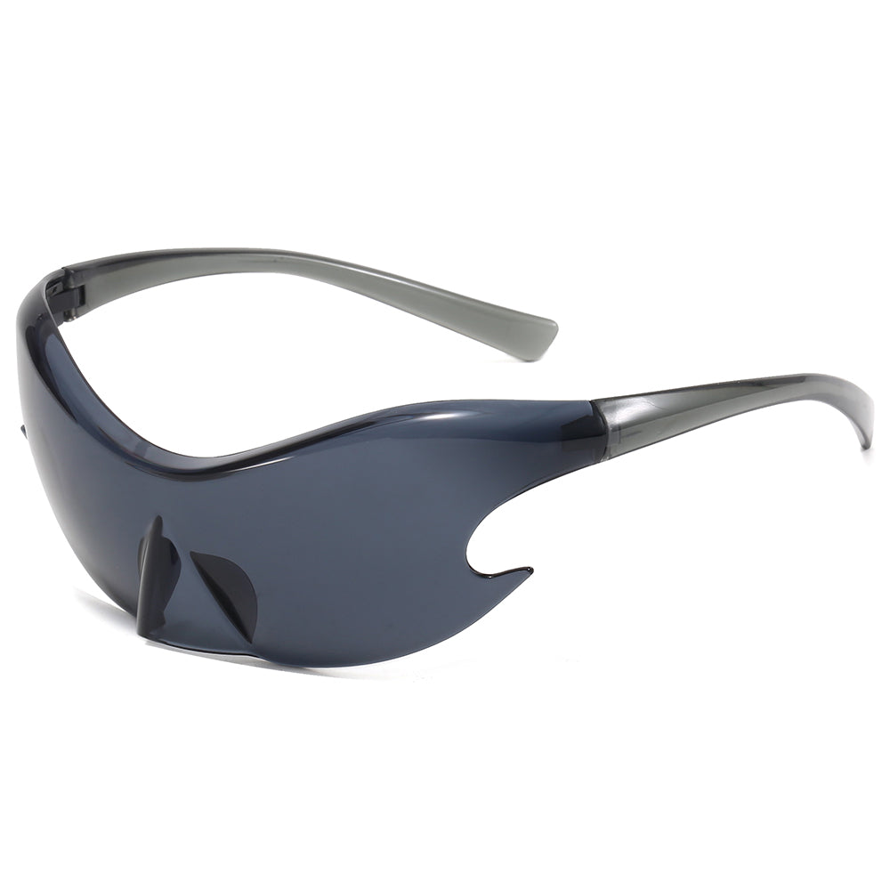 Oversized Rimless Futuristic Mirrored Sleek Sporty Y2K Sunglasses