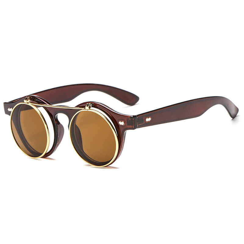 Flip Up Round Steampunk Sunglasses