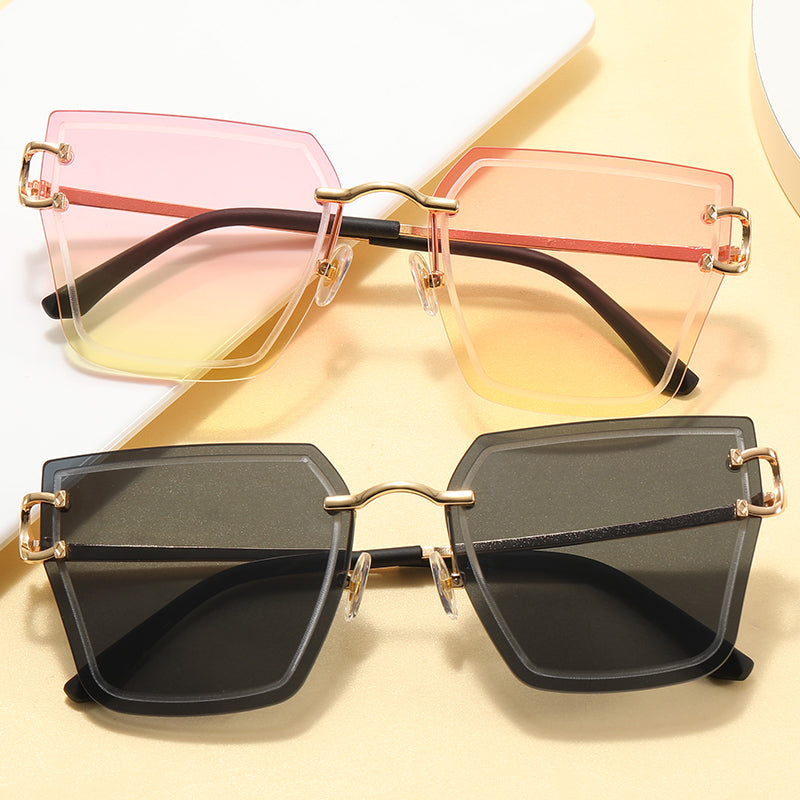 Diamond Cut Women Rimless Square Sunglasses