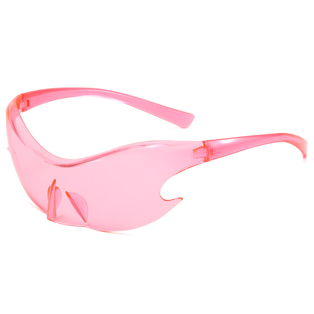 Oversized Rimless Futuristic Mirrored Sleek Sporty Y2K Sunglasses