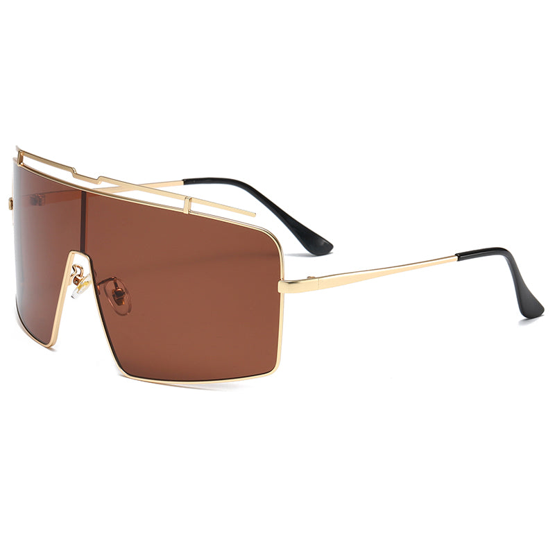 Oversized Metal Flat Top Shades Sunglasses