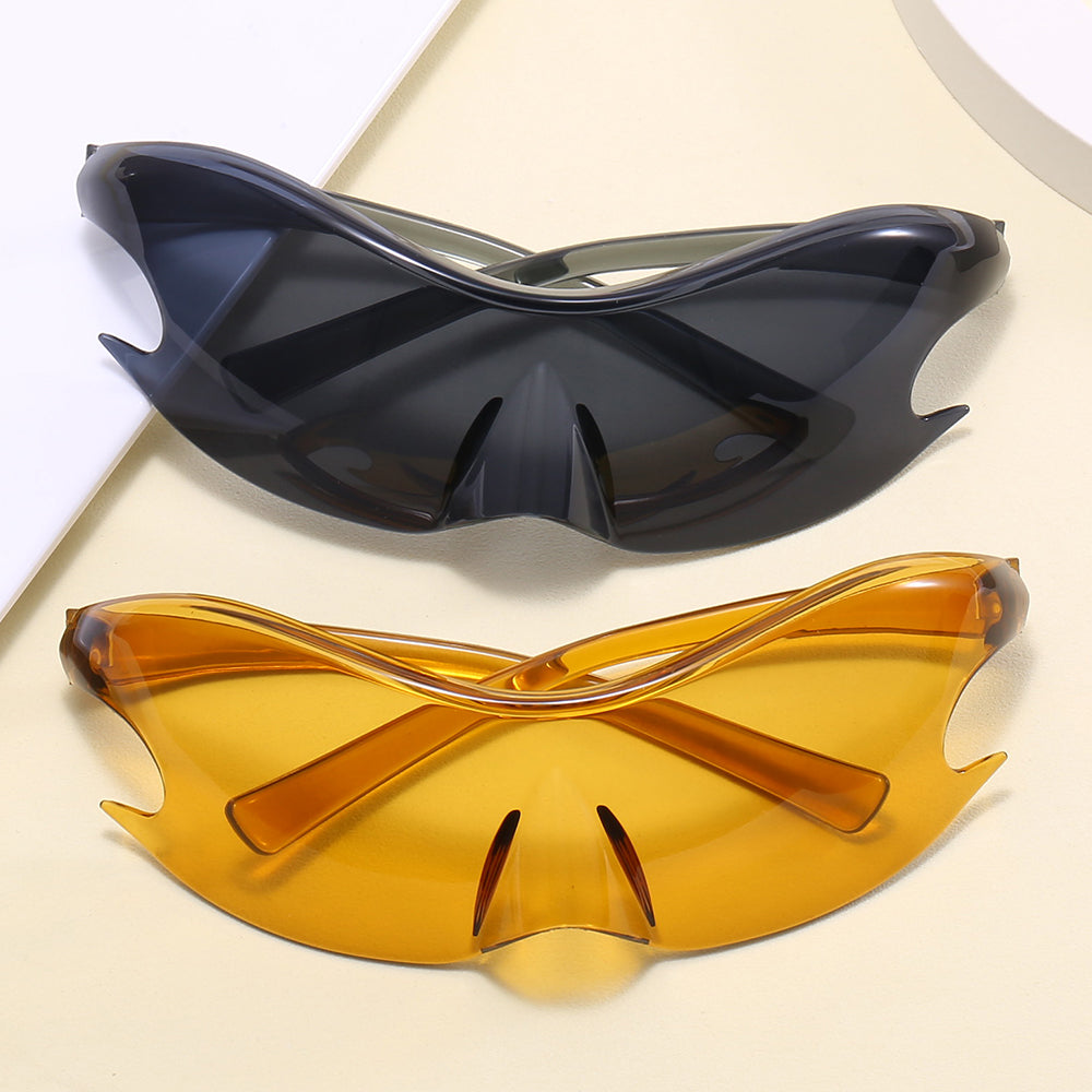 Oversized Rimless Futuristic Mirrored Sleek Sporty Y2K Sunglasses
