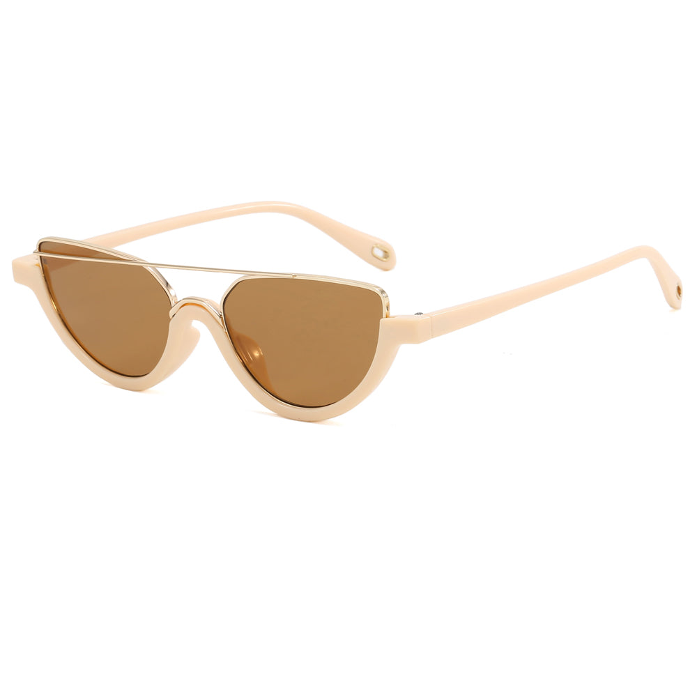 Women Half Frame Shades Small Cat Eye Sunglasses