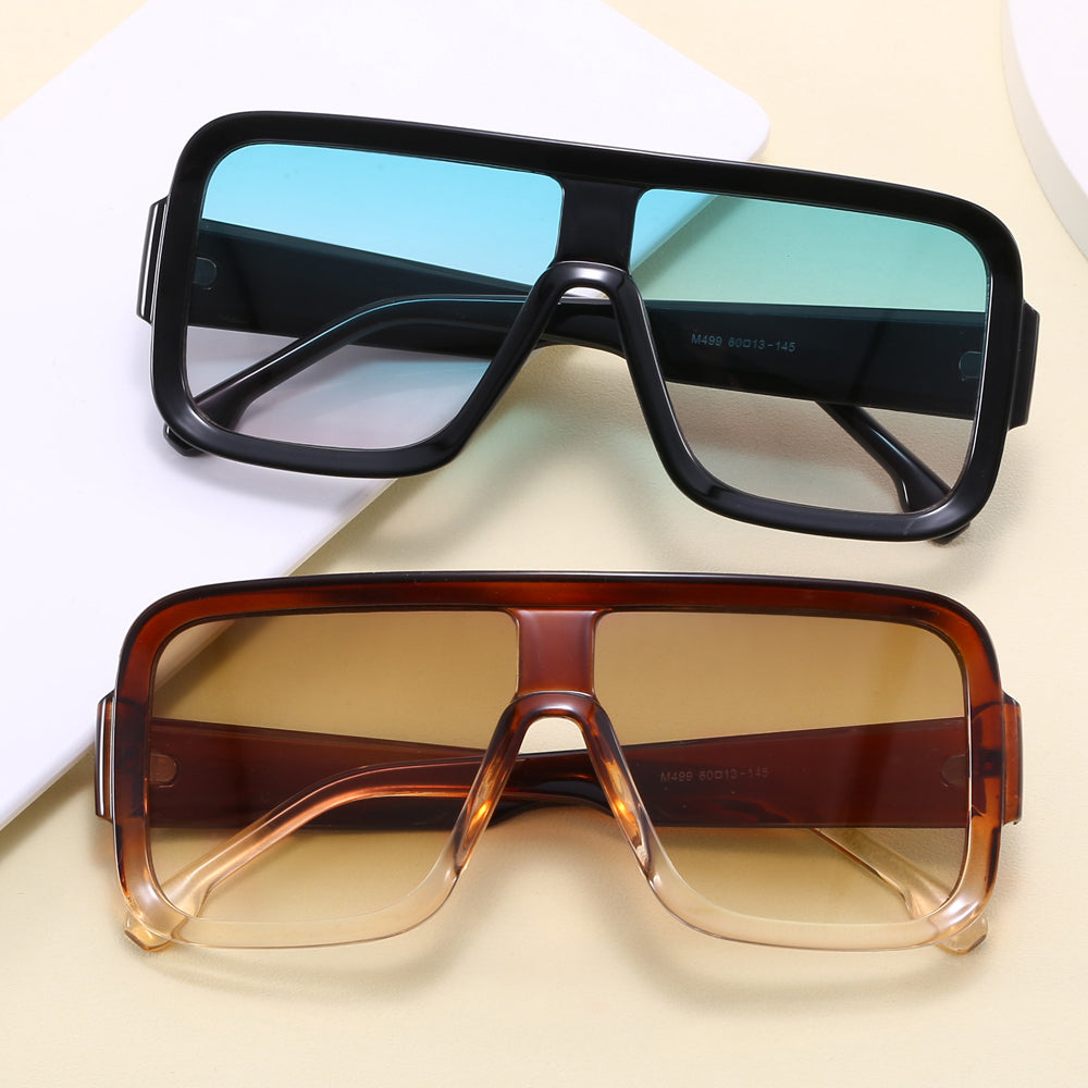 Retro Oversized Flat Top Square Shades Sunglasses