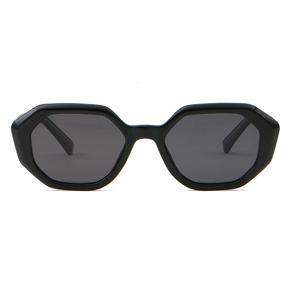 Women Small Polygon Tinted Reinforced Wire-Core Temples Sunglasses