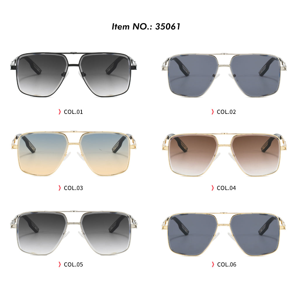 Fashion 2024 Men's Square Metal Driving Shades Pilot Style Sunglasses