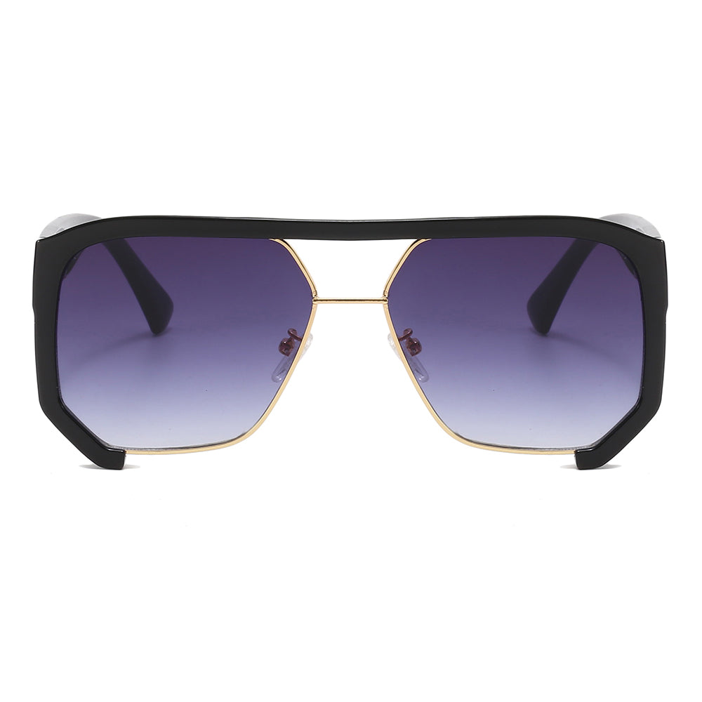 Oversized Square Flat Top Half Frame Sunglasses
