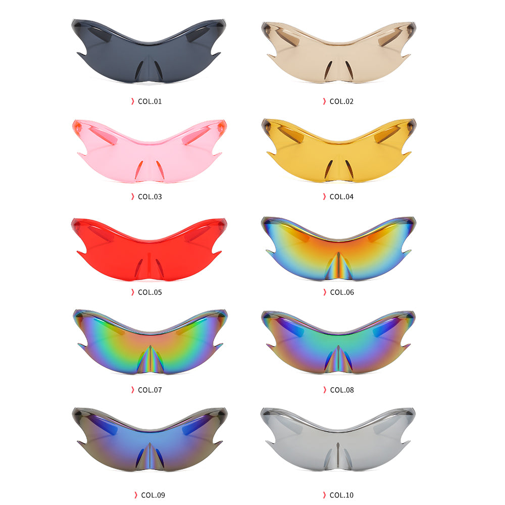 Oversized Rimless Futuristic Mirrored Sleek Sporty Y2K Sunglasses
