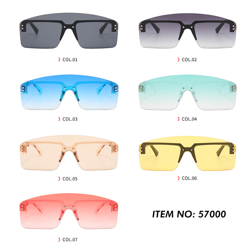 One Piece Tinted Lens Rimless Sunglasses