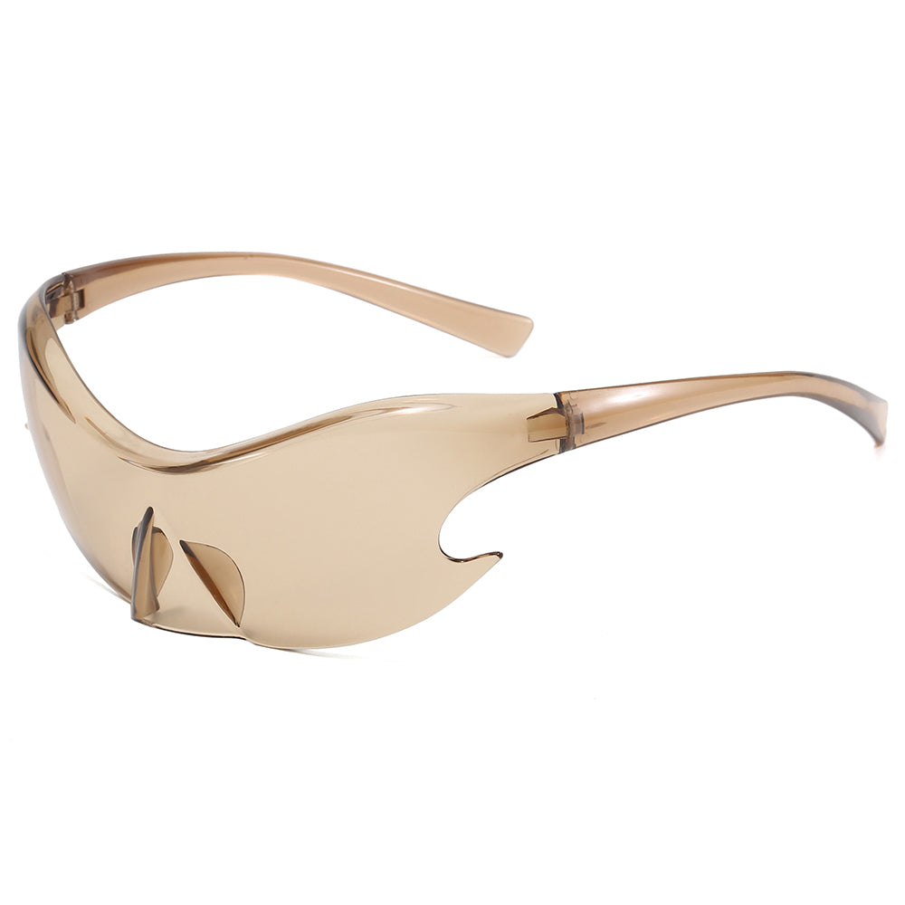 Oversized Rimless Futuristic Mirrored Sleek Sporty Y2K Sunglasses