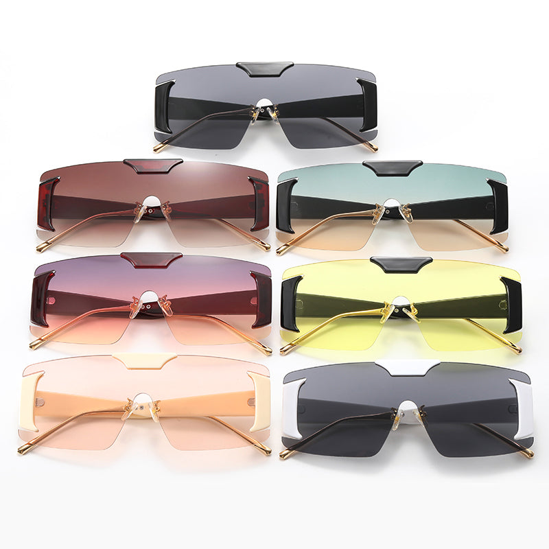 Flat Top One Piece Lens Shades Sunglasses