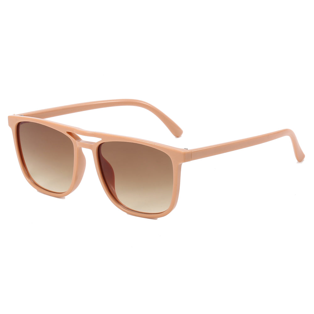 Double Bridge Flat Top Square Sunglasses