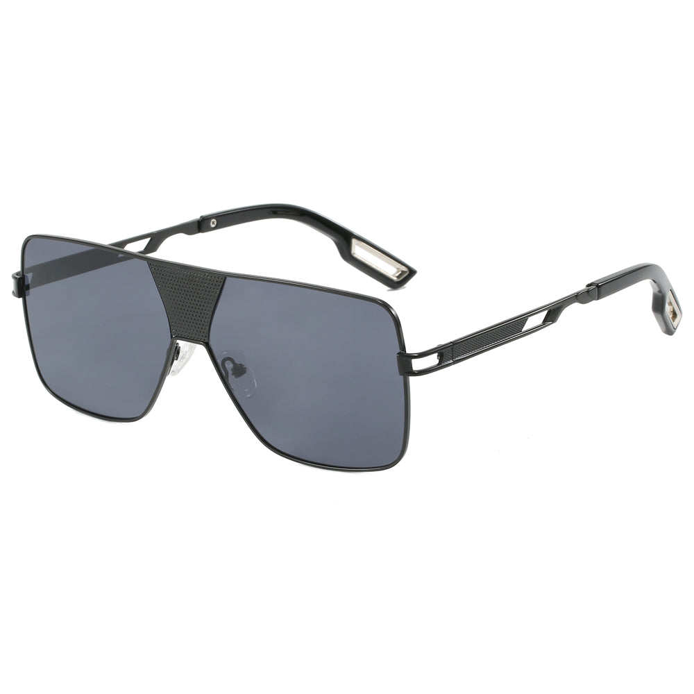 Oversized Square Metal Frame UV400 Gradient Shades Sunglasses