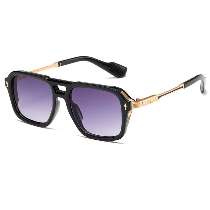 Double Bridge Flat Top Large Square Pilot Gradient Sunglasses