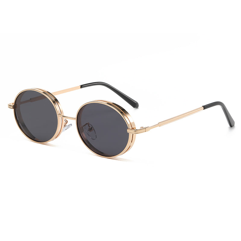 Retro Round Metal Steampunk Style Sunglasses