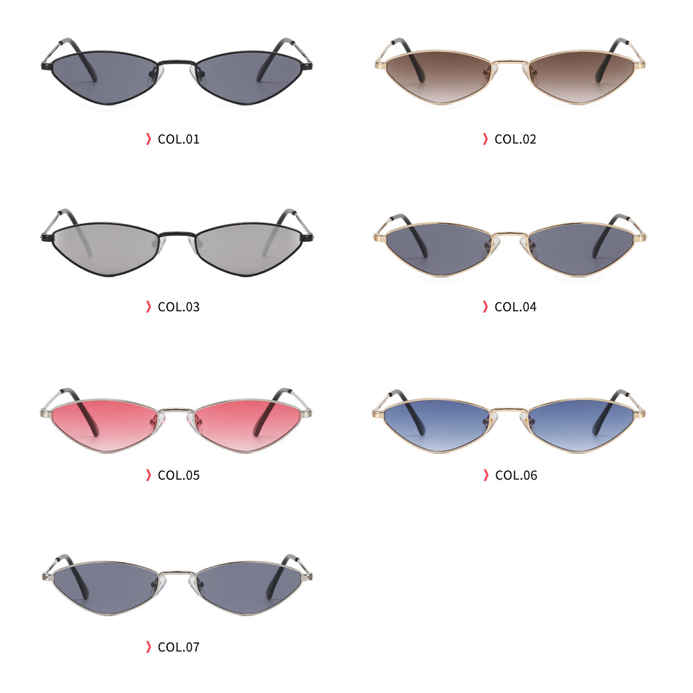 Cat Eye Women Small Triangle Metal Frame Sunglasses