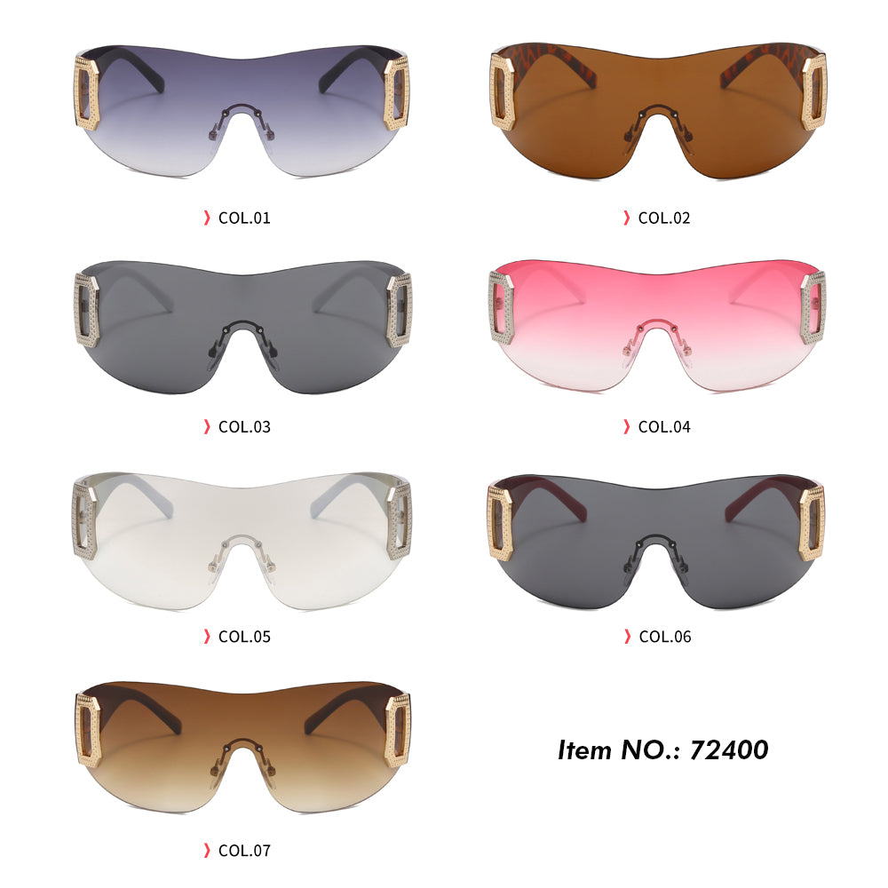 Oversized One Piece Rimless Sports Sunglasses