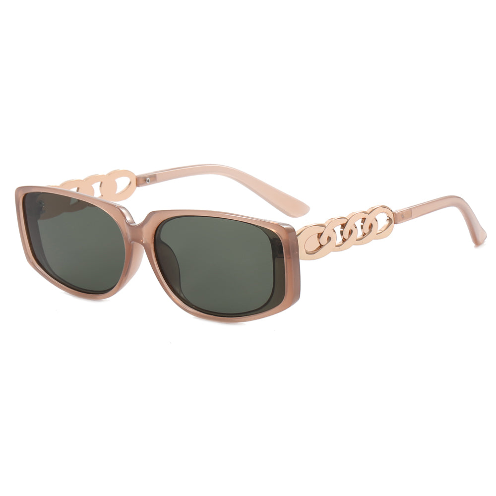 Rectangle women Metal Chain Shades Sunglasses