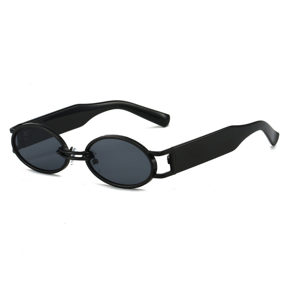 Retro Small Oval UV400 Metal Shades Sunglasses
